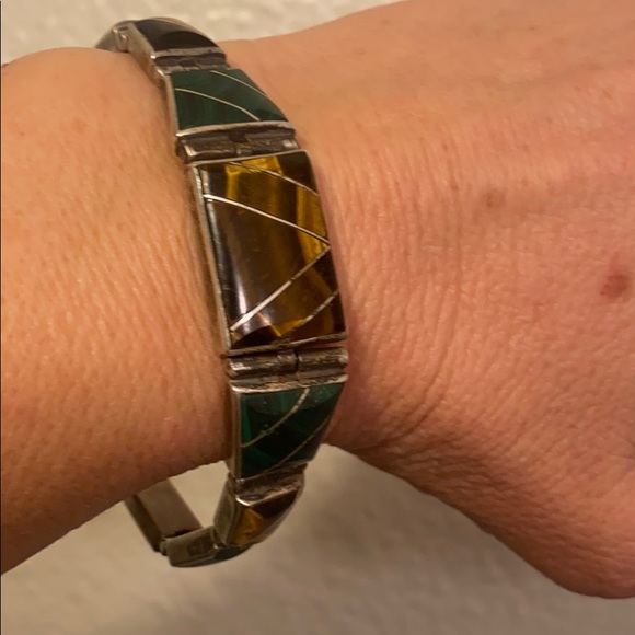S s tigers eye and malachite stone bracelet - Picture 1 of 6
